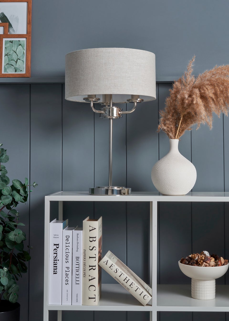 BHS Lighting Harley 3 Light Chrome Table Lamp (48cm x 32cm)