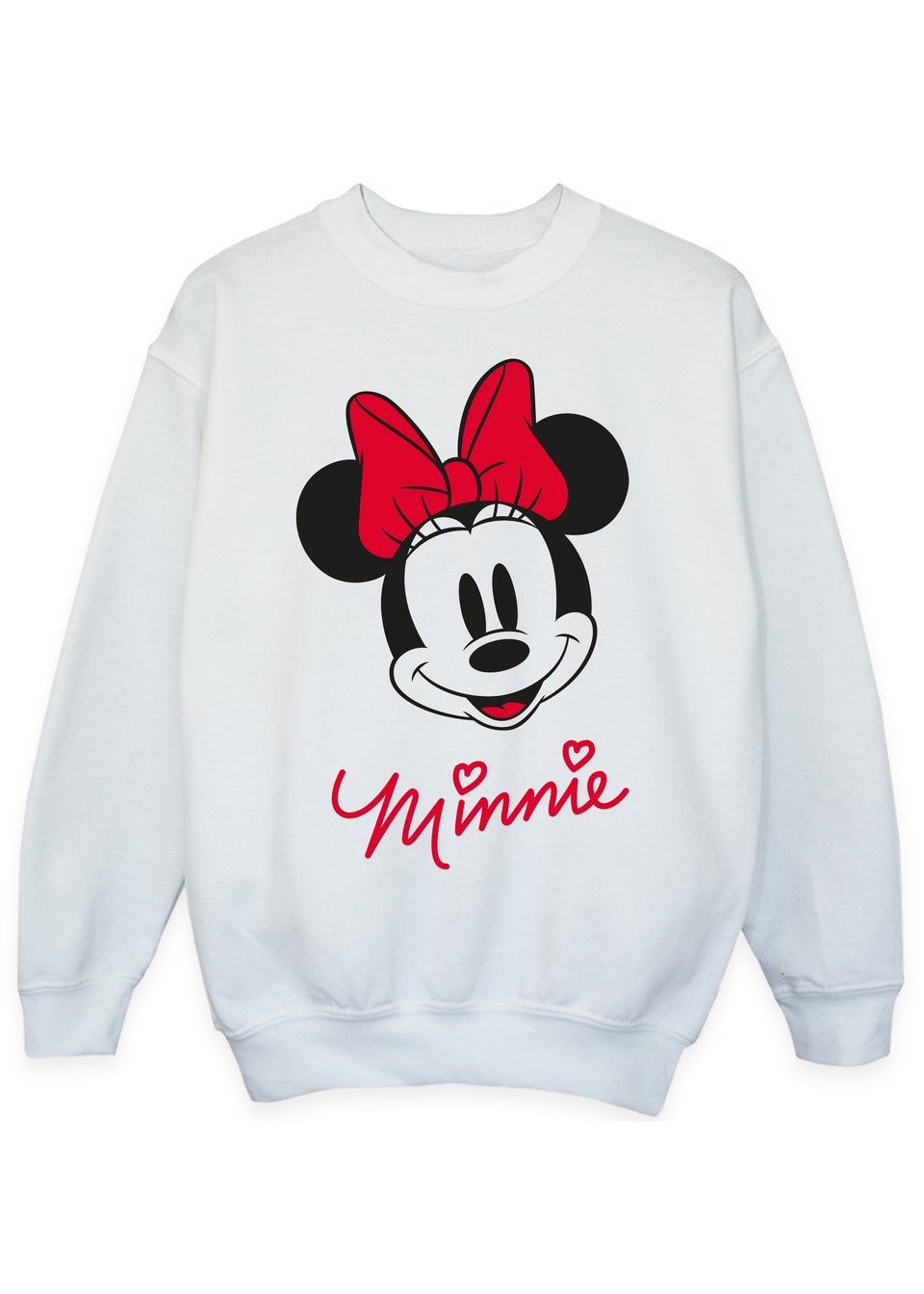 Disney Minnie Mouse Face Girls White Graphic Sweatshirt (3-13 Years)