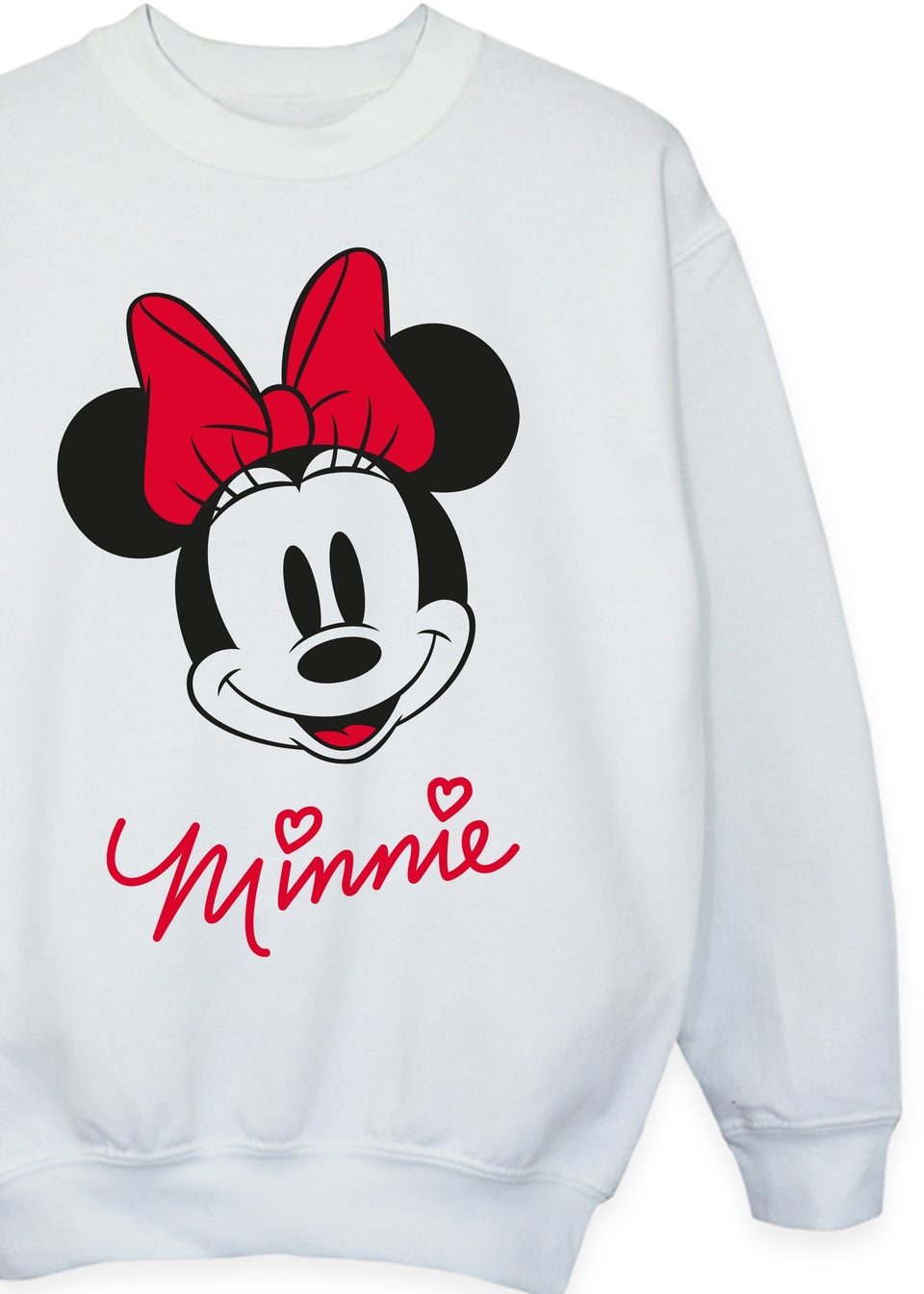 Disney Minnie Mouse Face Girls White Graphic Sweatshirt (3-13 Years)