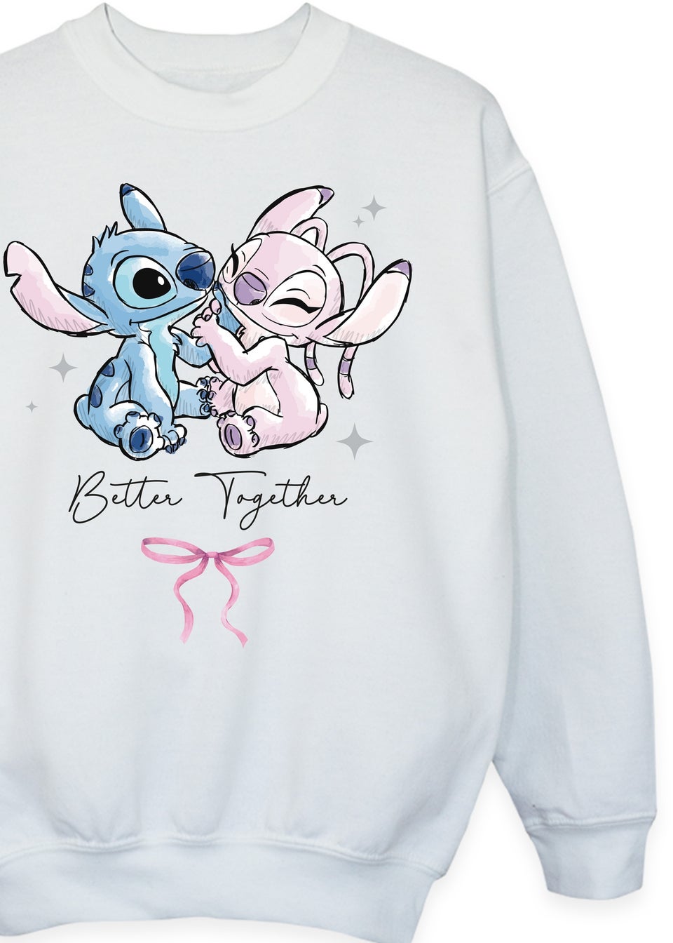 Disney Lilo & Stitch Better Together Girls White Graphic Sweatshirt (3-13 Years)