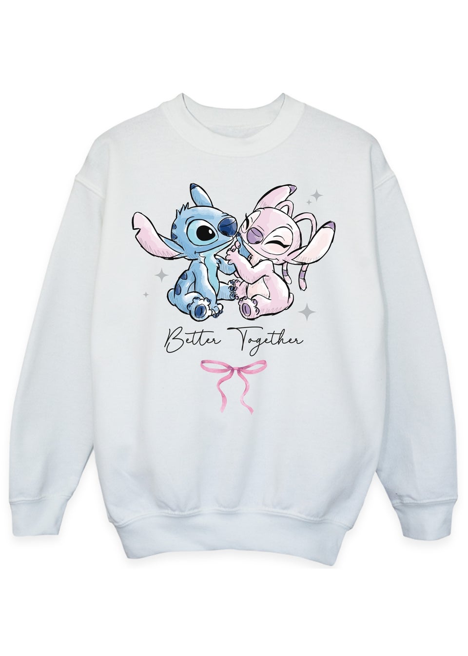 Disney Lilo & Stitch Better Together Girls White Graphic Sweatshirt (3-13 Years)