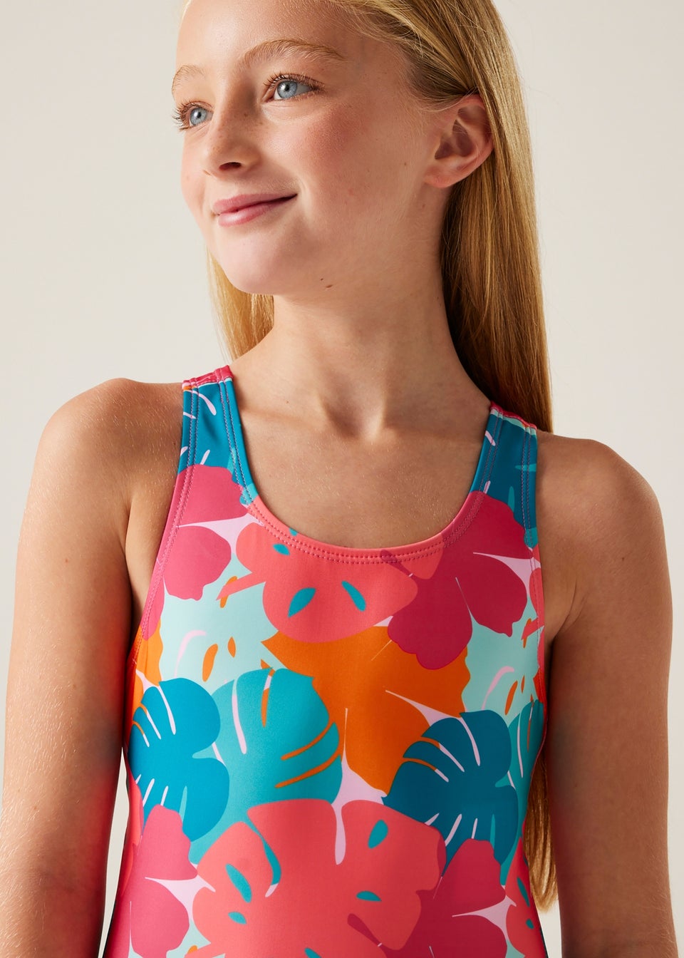 Regatta Tropical Leaf Print Kids Katrisse Swimsuit (3- 16 Yrs)