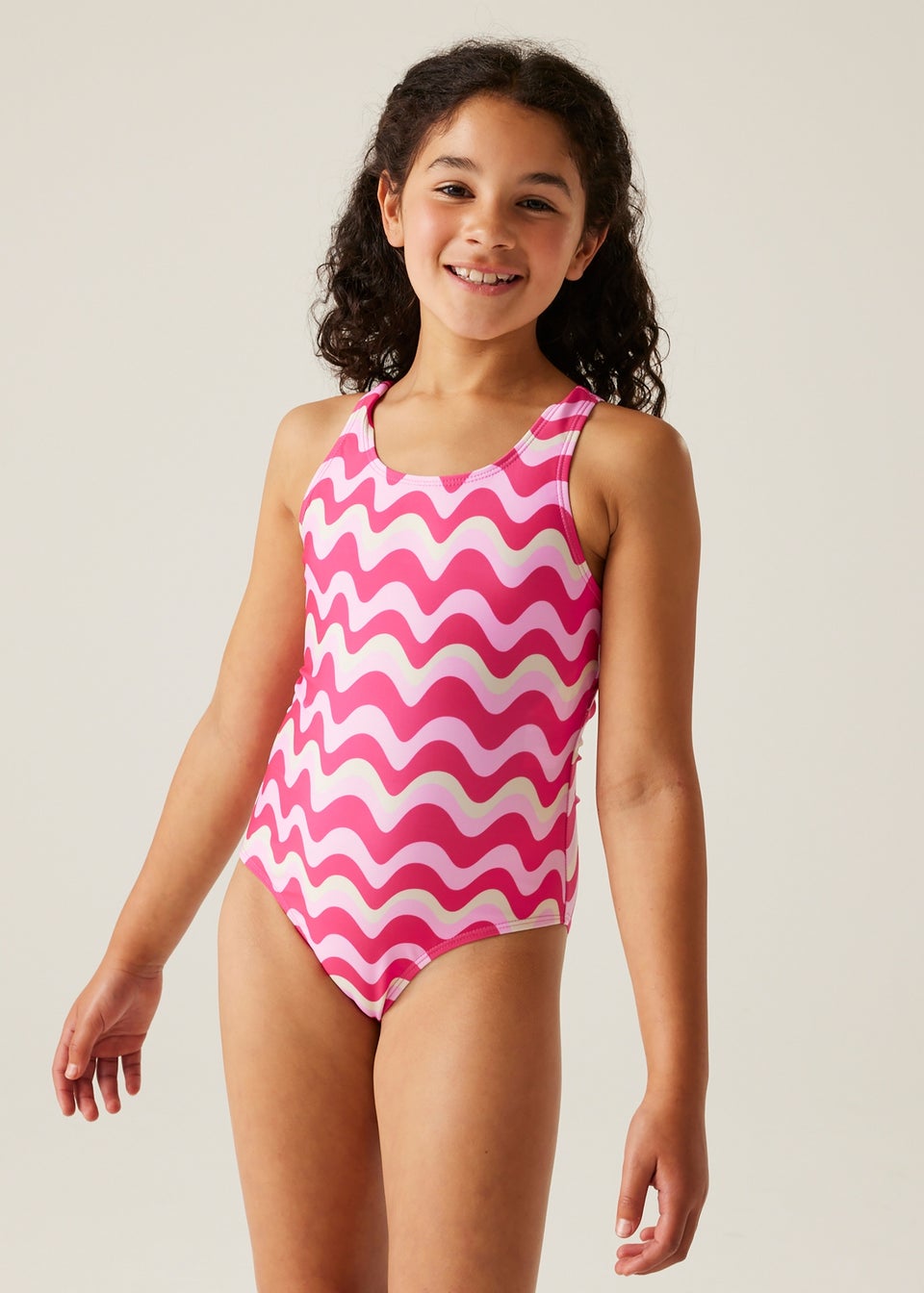 Regatta Pop Wavy Stripe Kids Katrisse Swimsuit (3- 16 Yrs)
