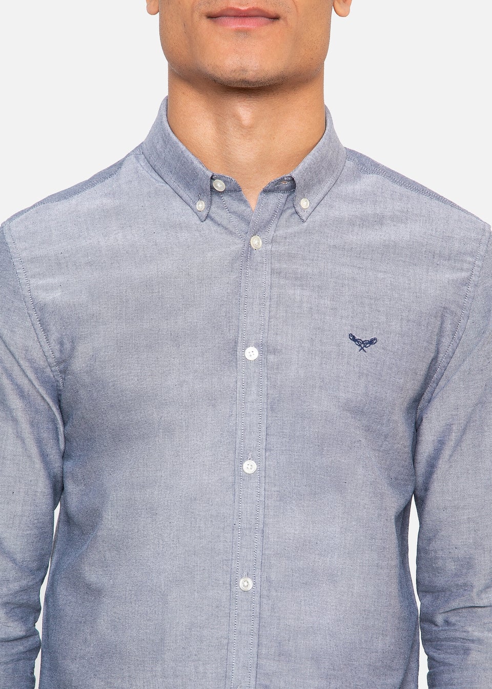Threadbare Light Blue Oxford Cotton Slim Fit Long Sleeve Shirt