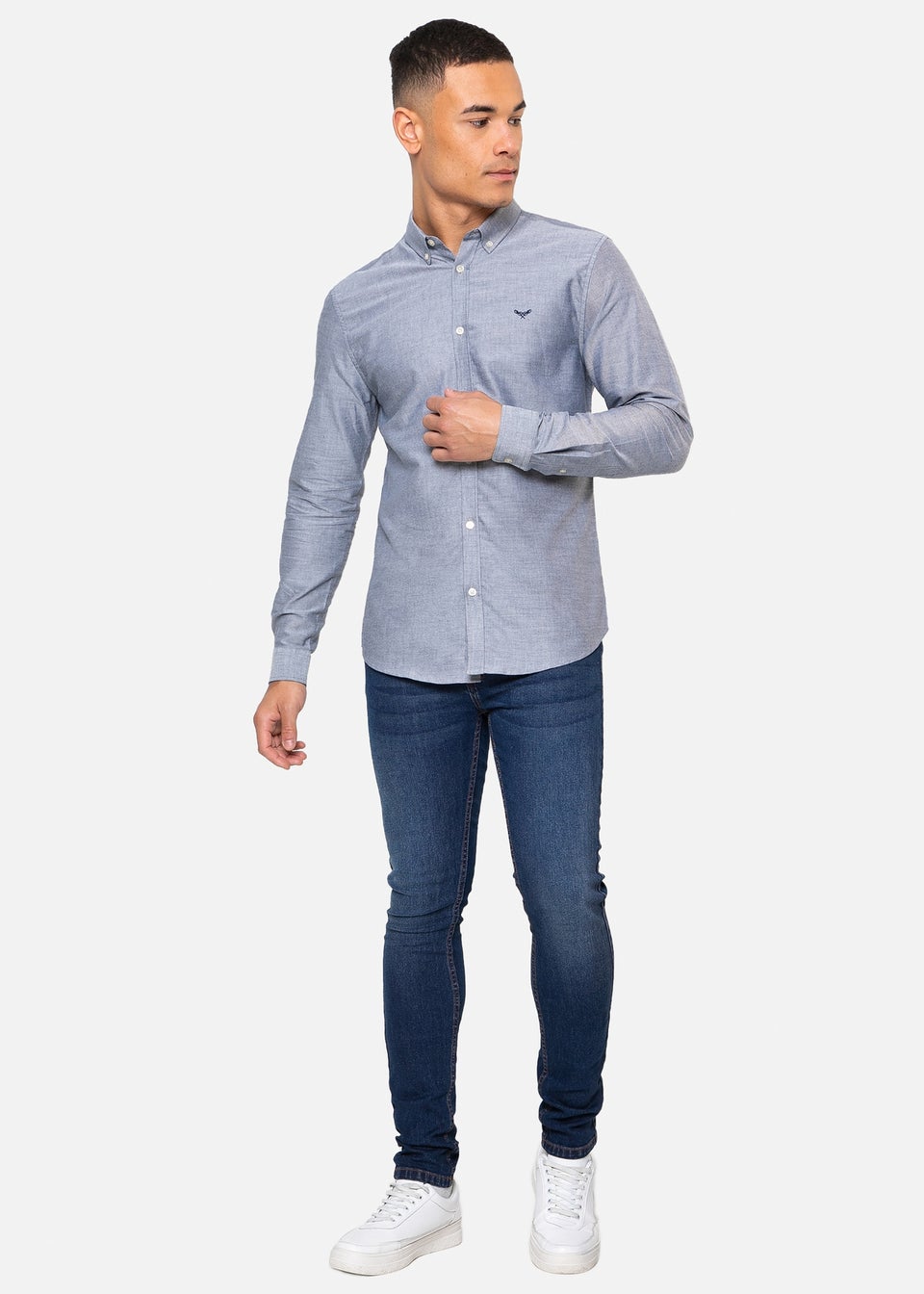 Threadbare Light Blue Oxford Cotton Slim Fit Long Sleeve Shirt