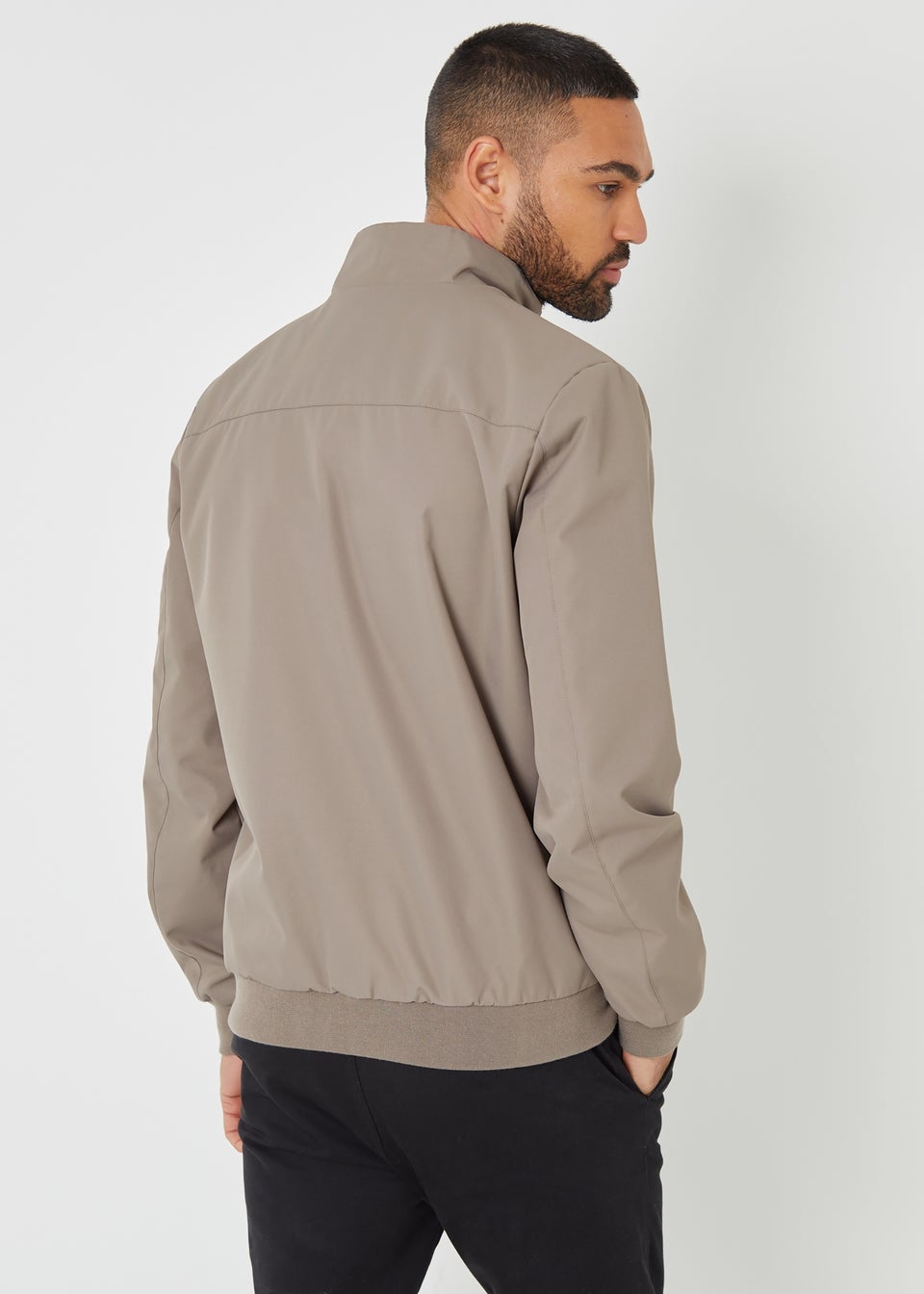 Threadbare Taupe Patch Pocket Funnel Neck Harrington Style Jacket