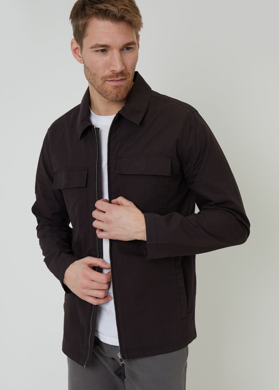 Threadbare Black Cotton Poplin Lightweight Collared Jacket