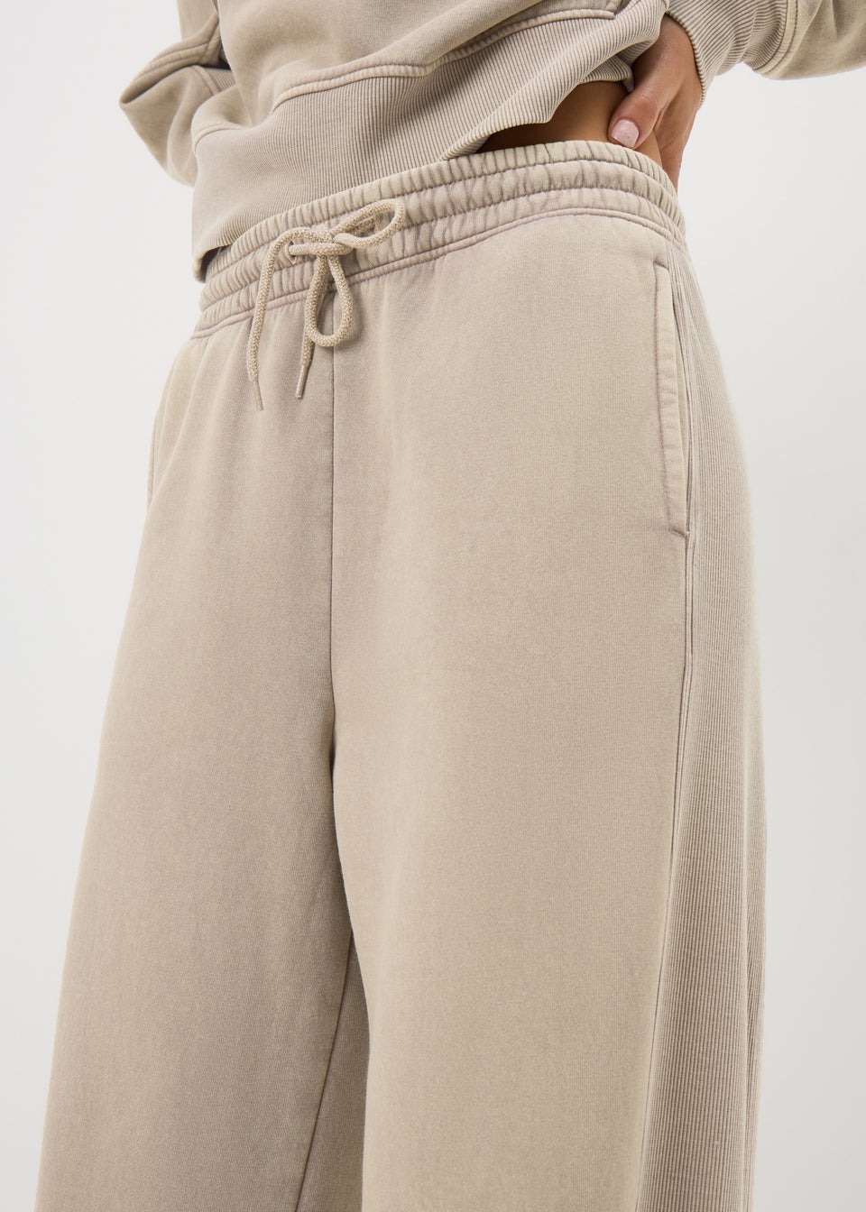 Beige Acid Wash Joggers