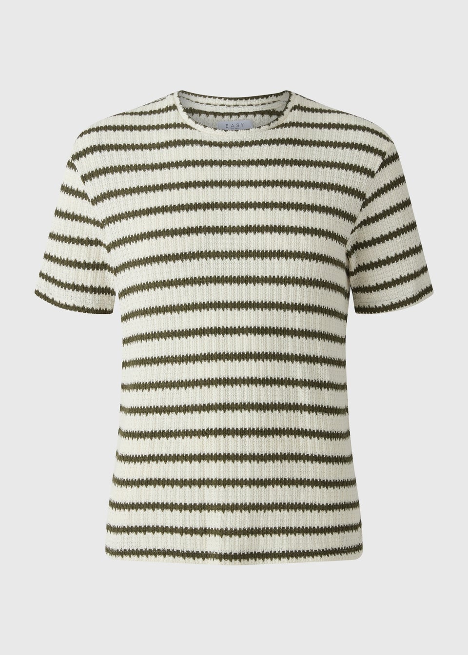 Khaki Crochet Striped T-Shirt