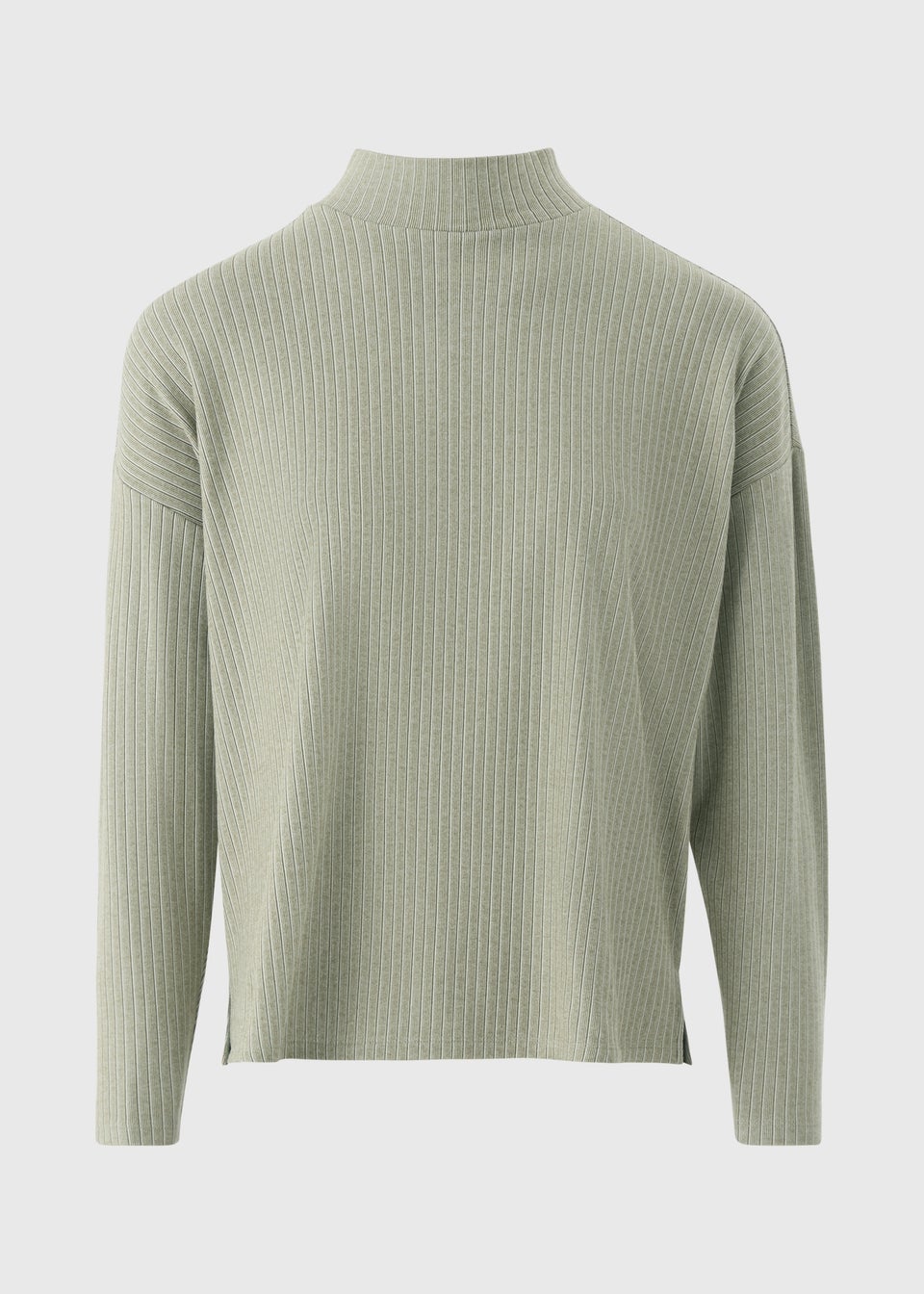 Green Ribbed Long Sleeve Top