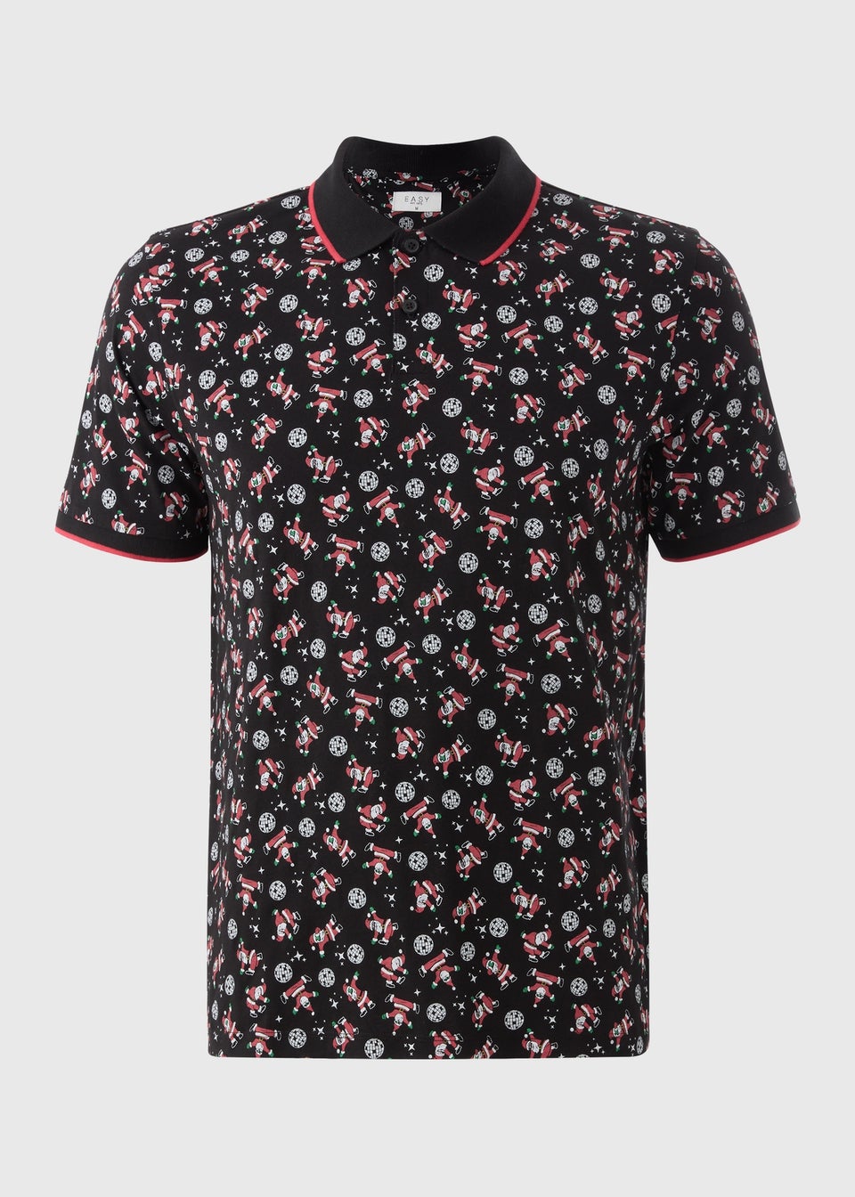 Black Christmas Disco Santa Polo Shirt