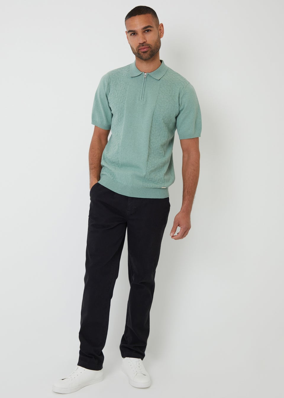 Threadbare Black Cotton Elasticated Waist Chino Trousers