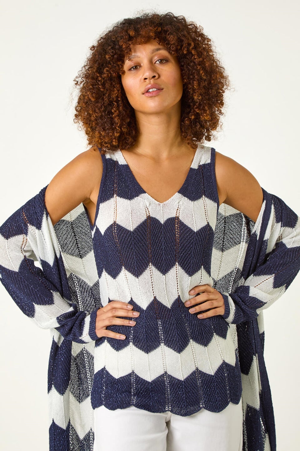 Roman Navy Chevron Stripe Knitted Vest