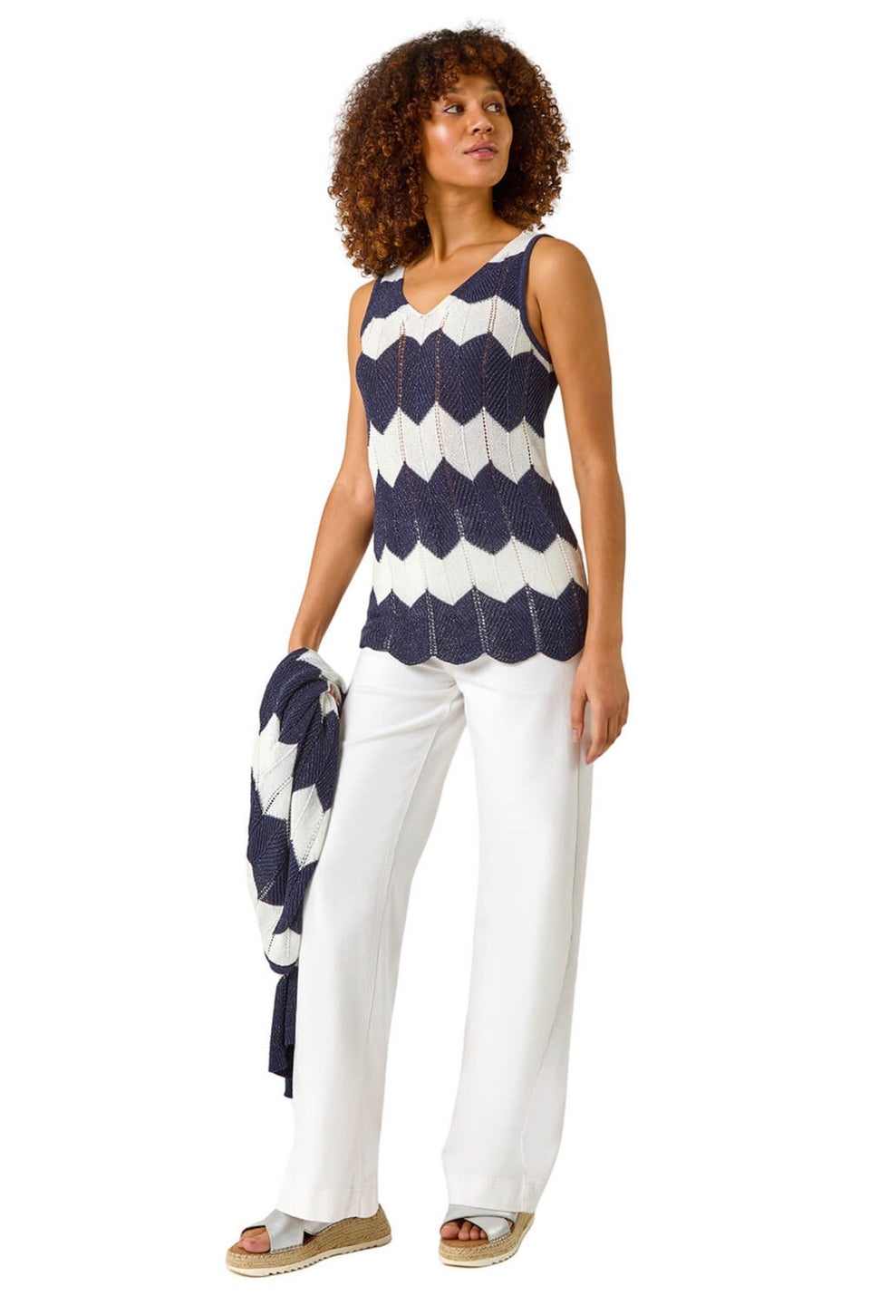 Roman Navy Chevron Stripe Knitted Vest