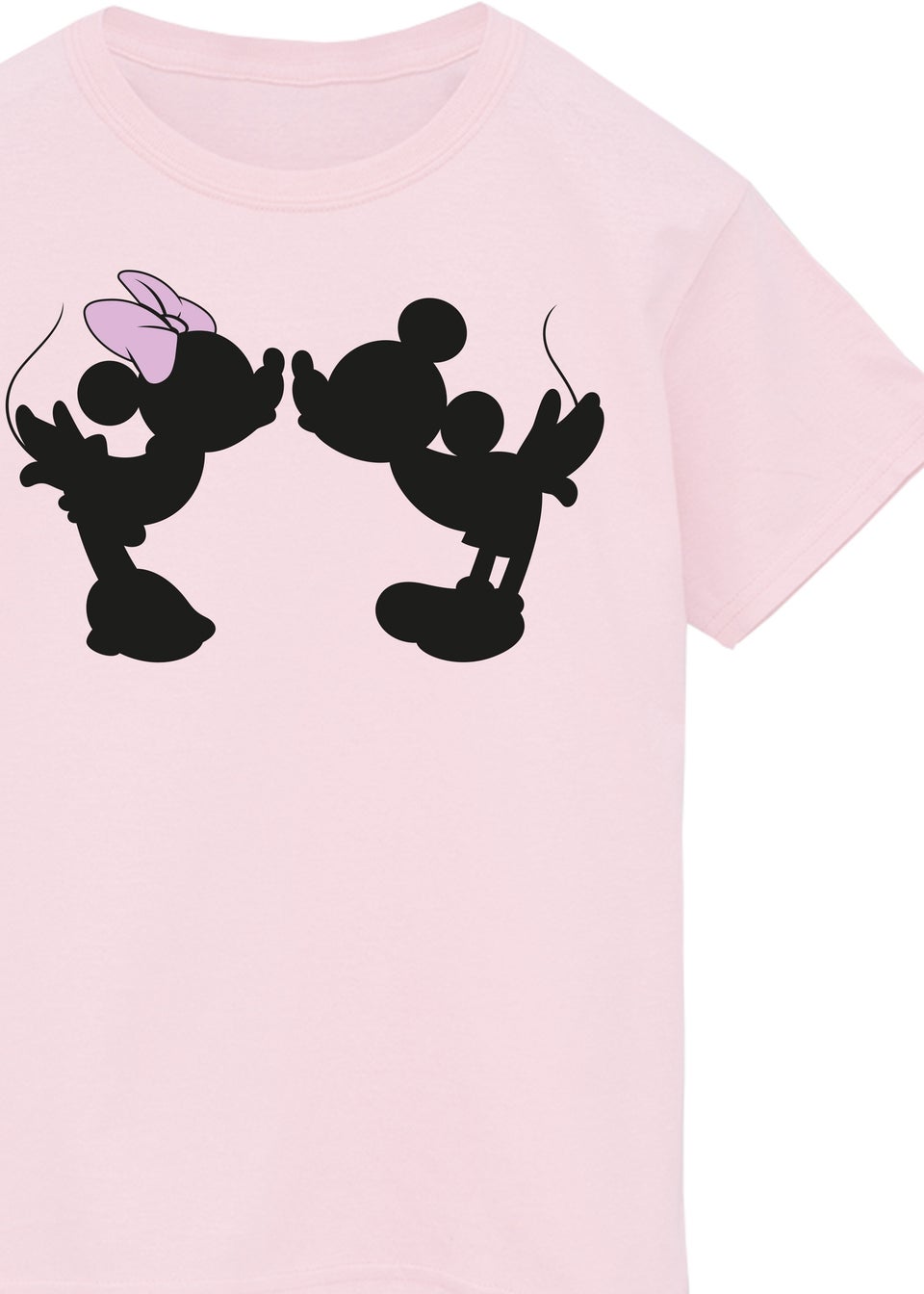 Disney Mickey Mouse Minnie Kiss Silhouette Girls Pink Graphic T-Shirt (3-13 Years)