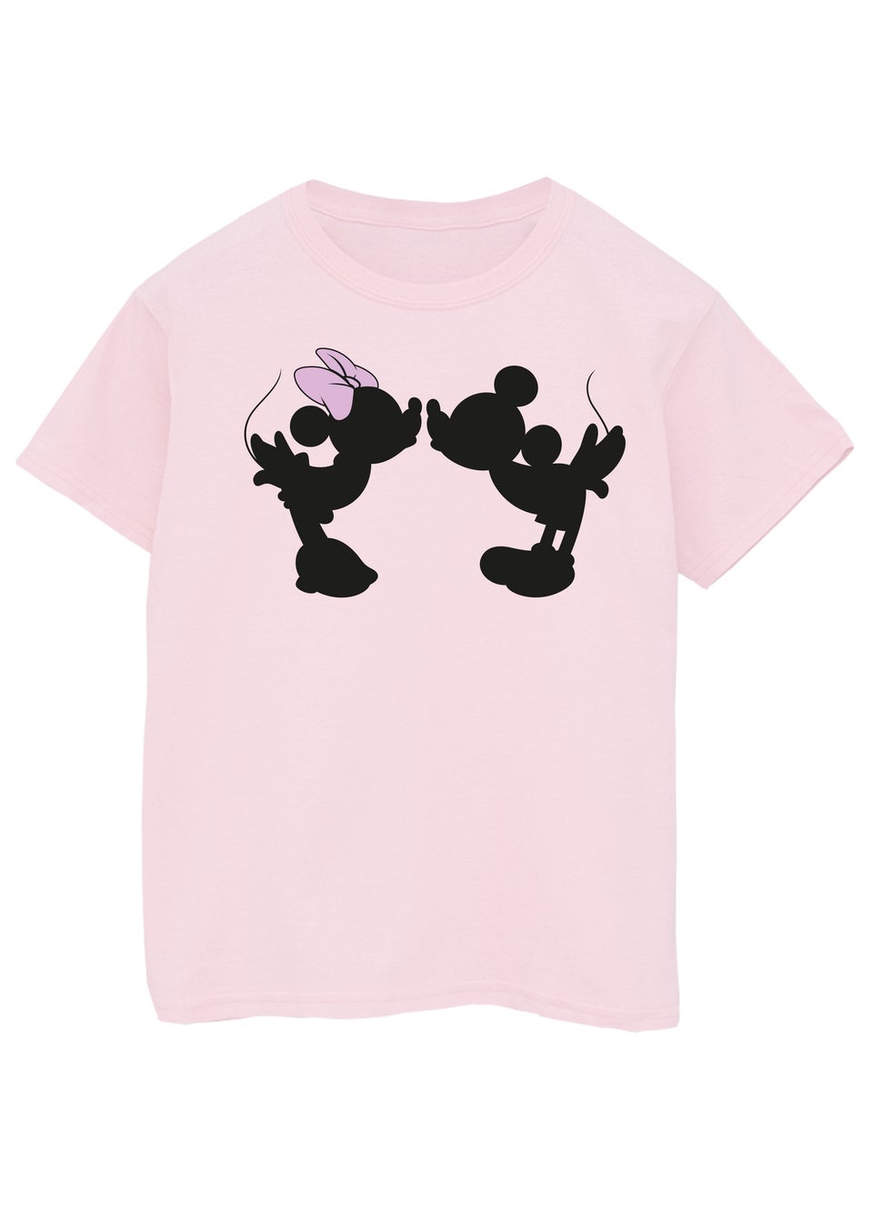 Disney Mickey Mouse Minnie Kiss Silhouette Girls Pink Graphic T-Shirt (3-13 Years)