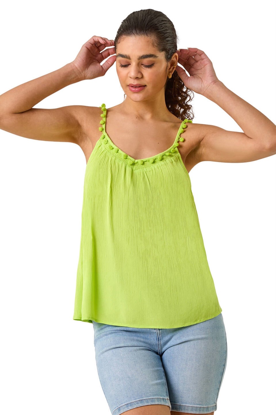 Roman Lime Pom Pom Cami Top
