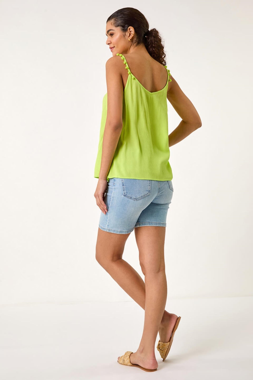 Roman Lime Pom Pom Cami Top