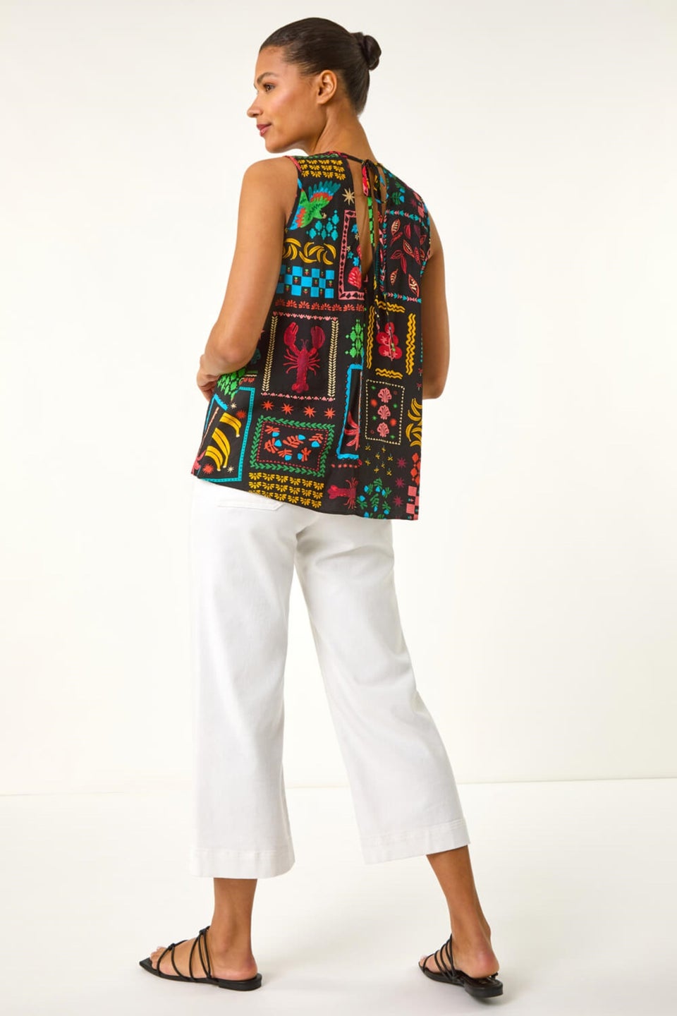 Roman Black Holiday Print Vest Top