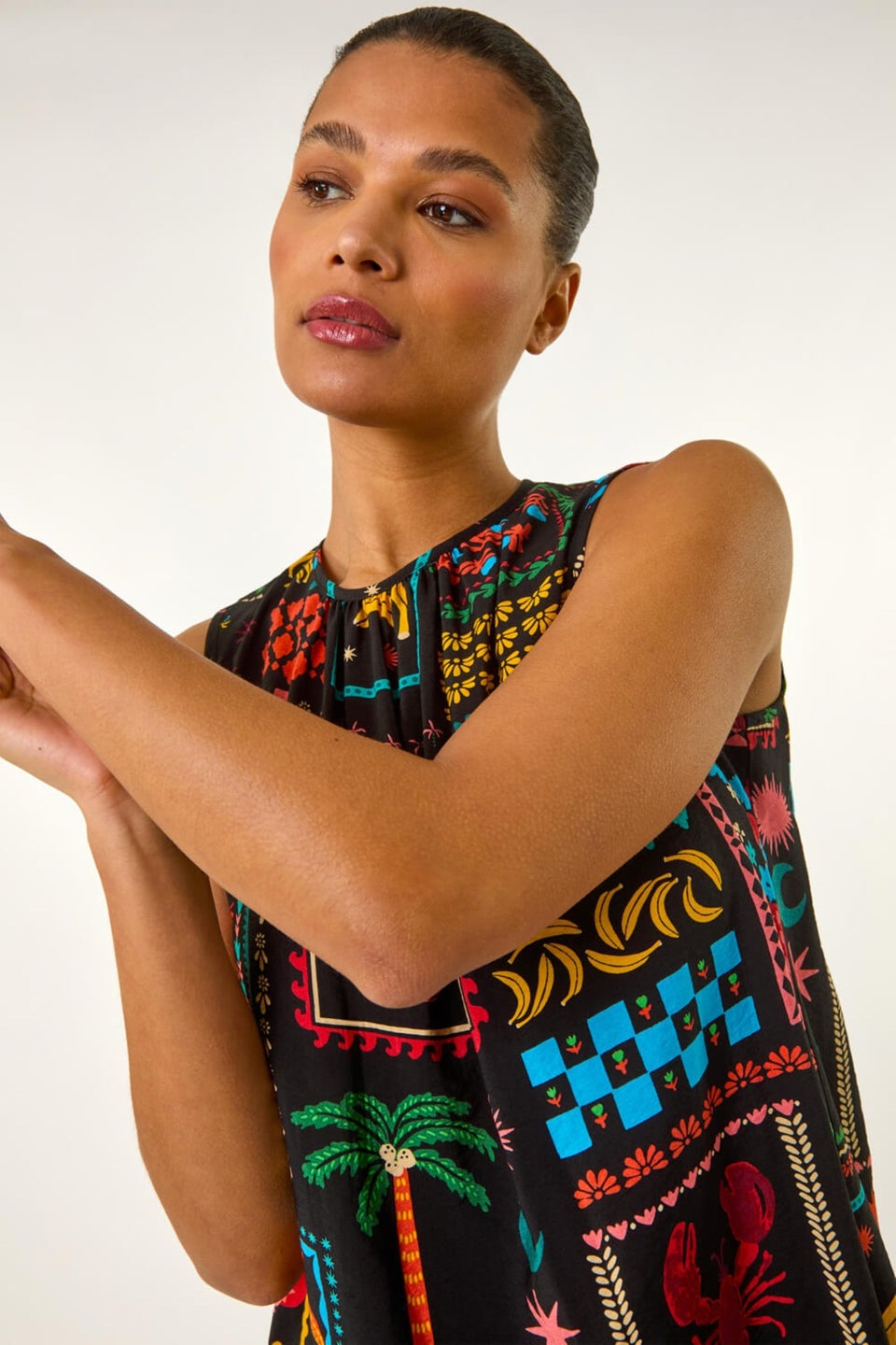 Roman Black Holiday Print Vest Top