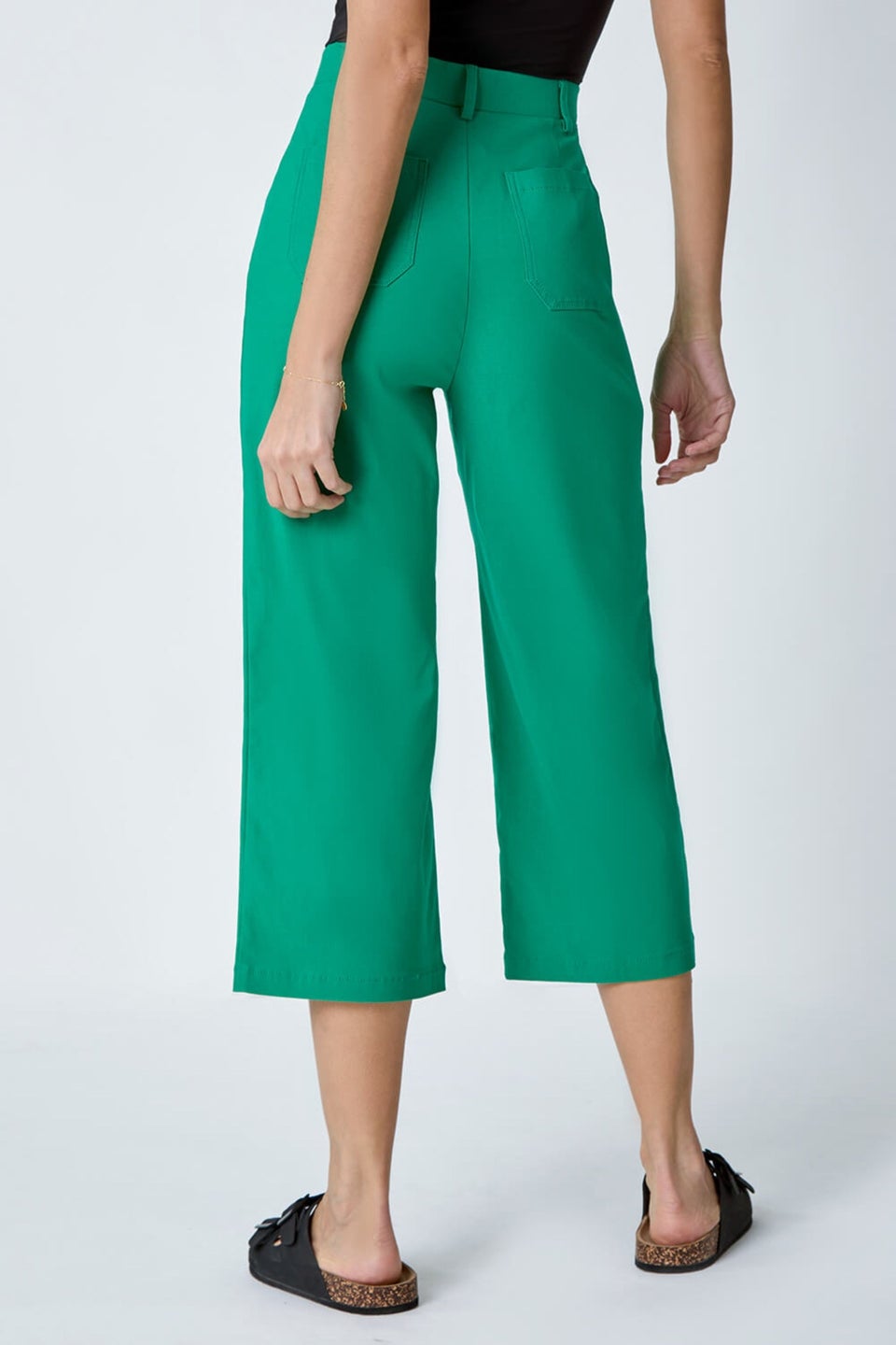 Roman Emerald Elastic Waist Stretch Cropped Culotte