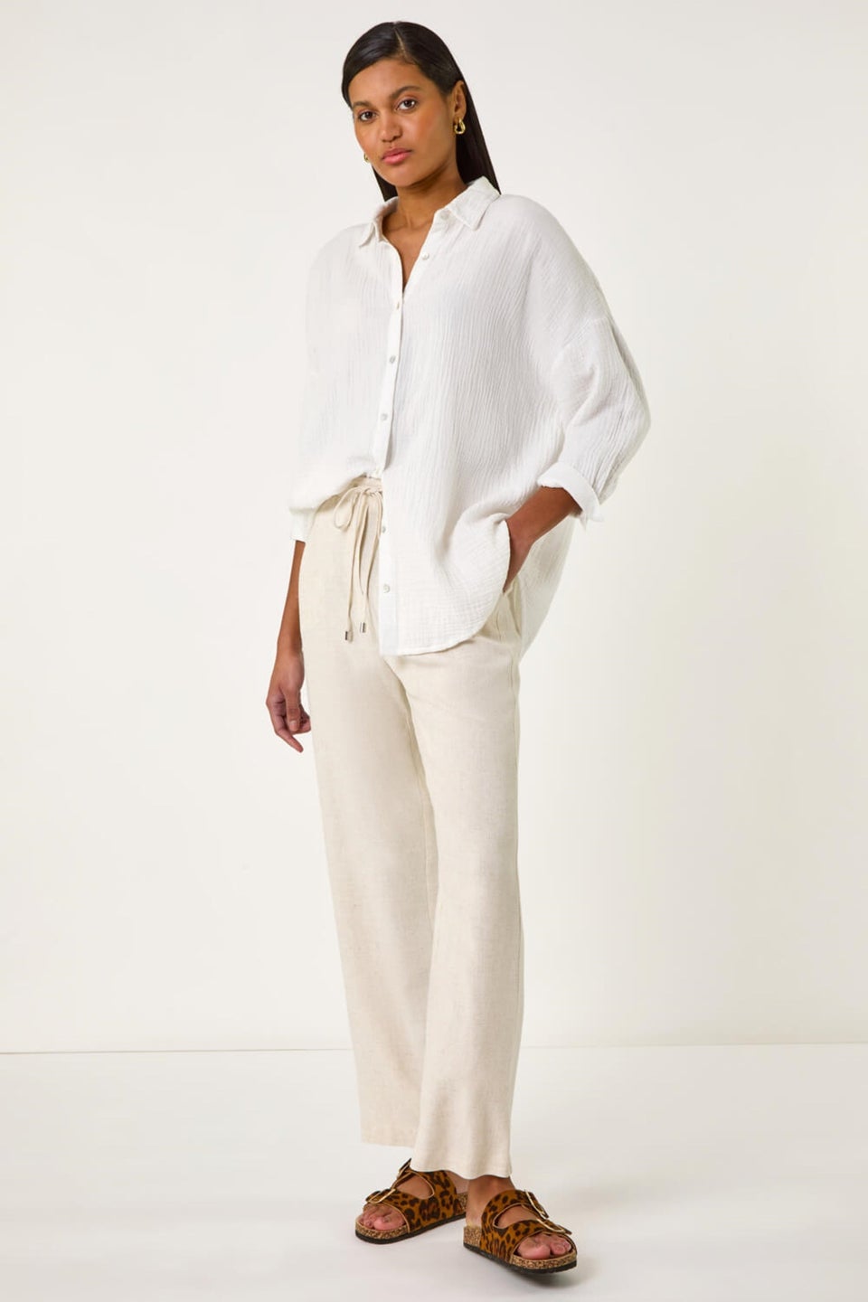 Roman Stone Full Length Linen Trousers