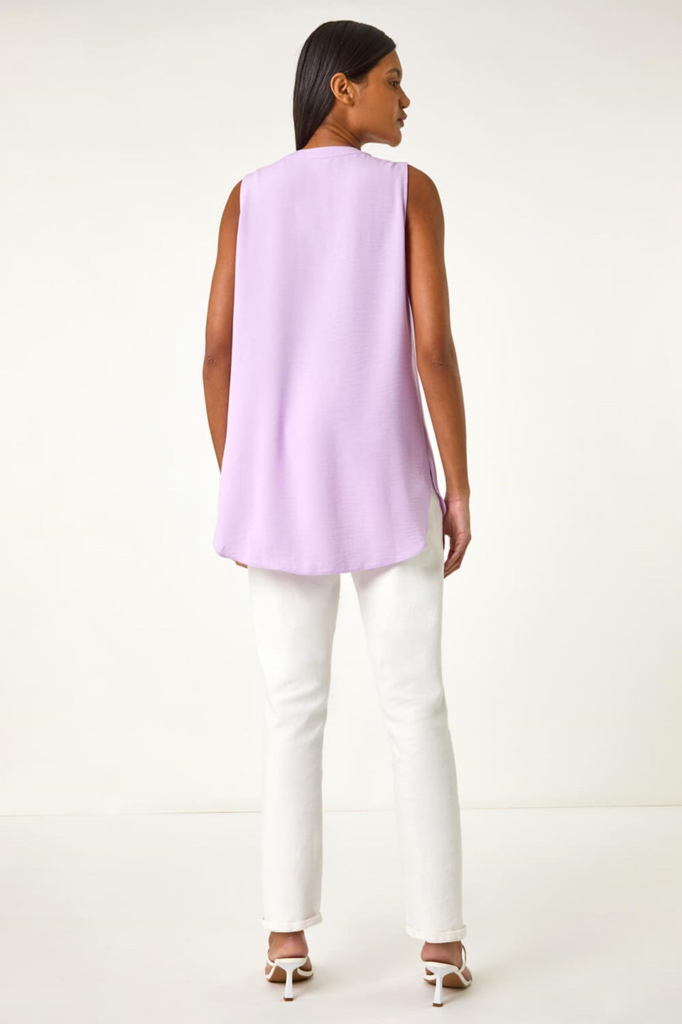 Roman Lilac Longline Buttoned Vest Top