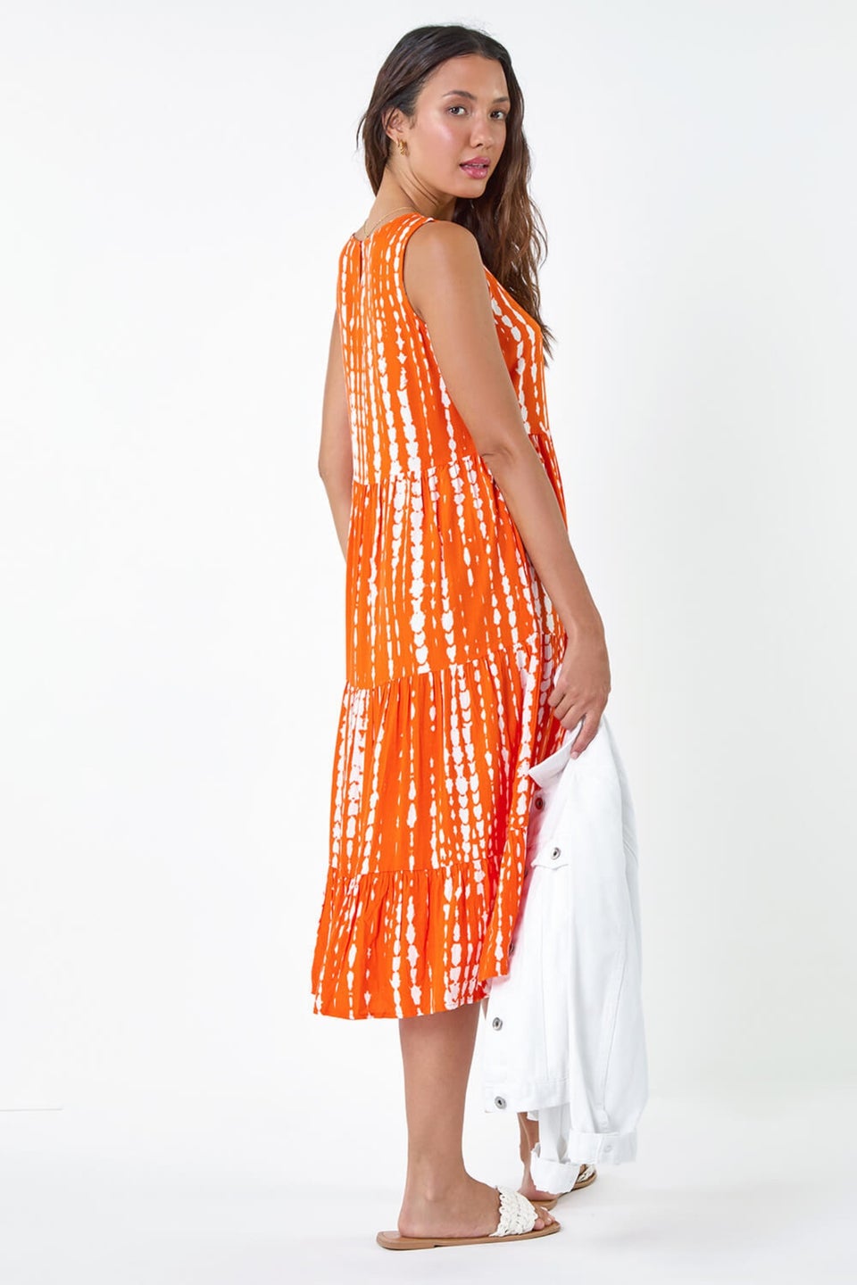 Roman Red Tie Dye Print Sleeveless Smock Dress