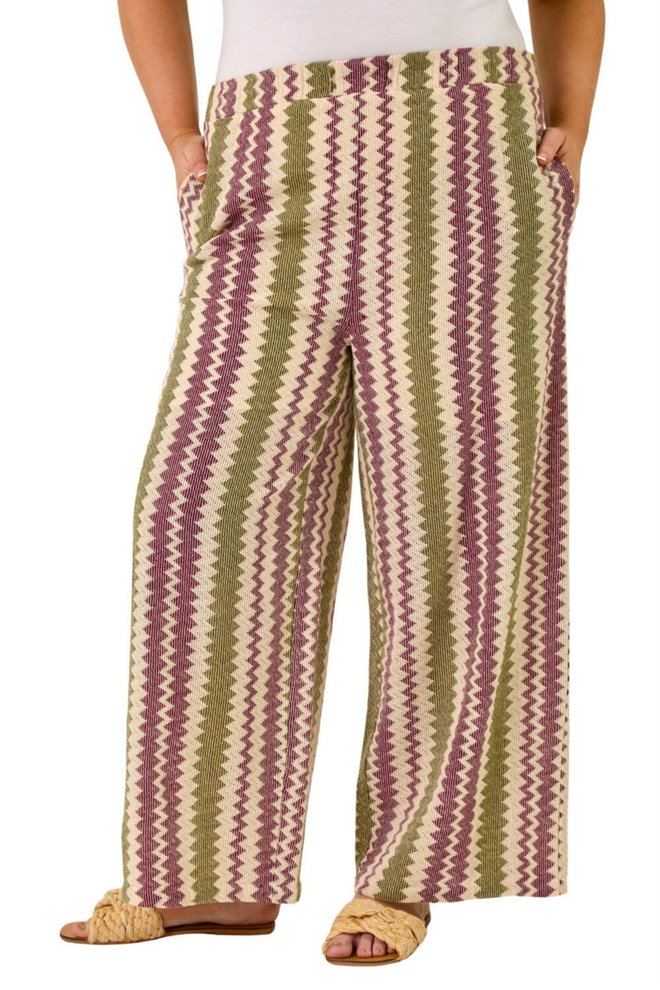 Roman Purple Curve Zig Zag Crochet Wide Leg Trouser