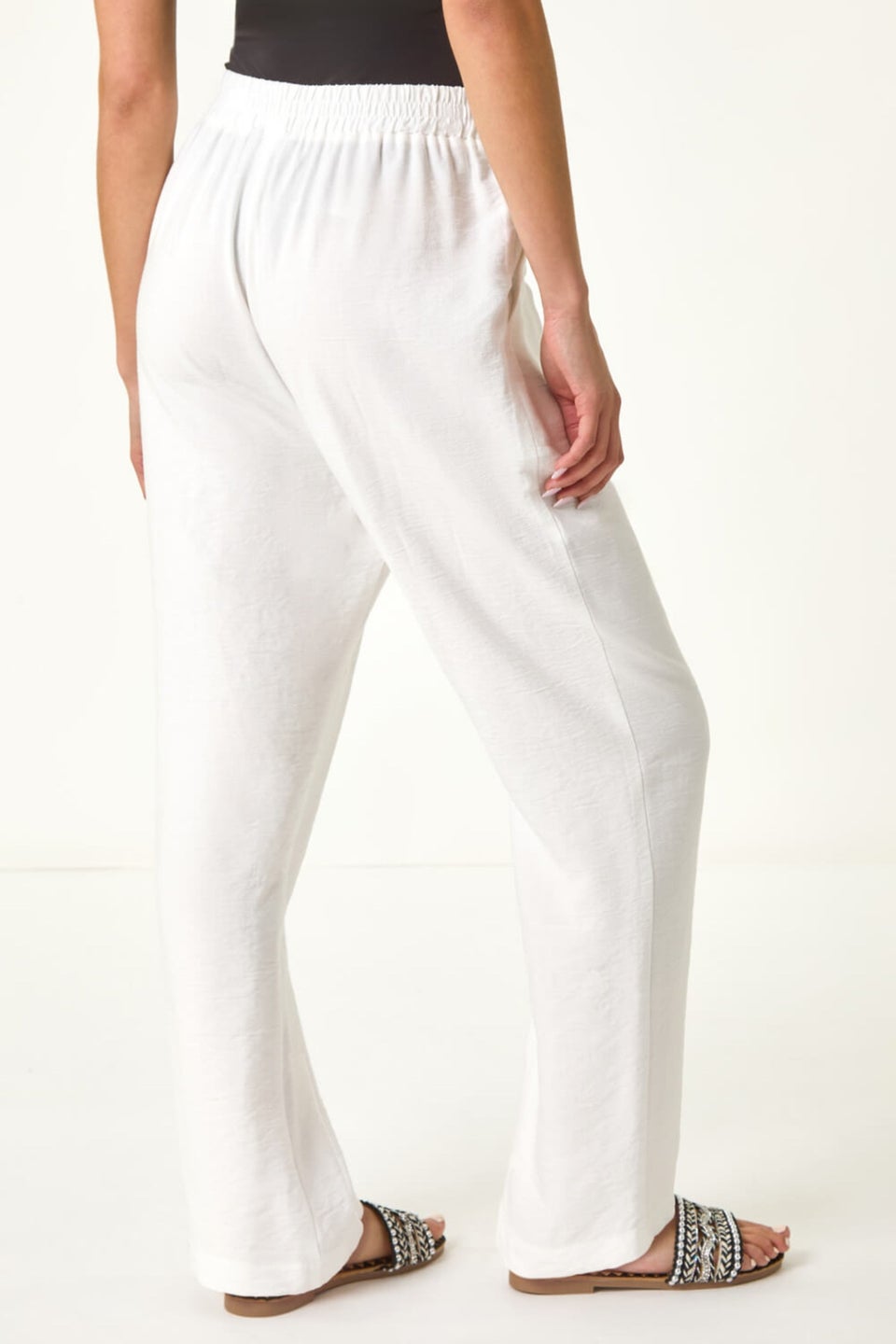 Roman White Petite Textured Pocket Trouser