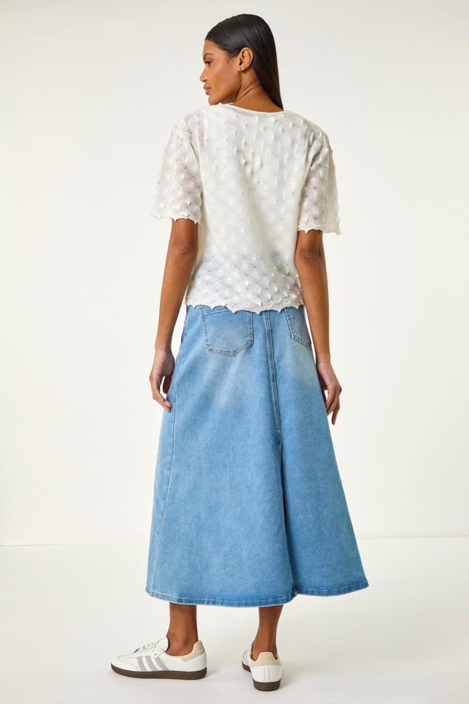 Roman Ivory Textured Tie Front Shrug