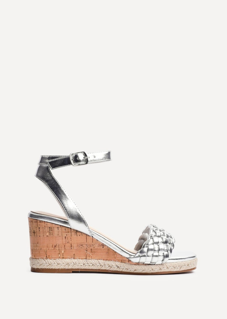 Linzi Regan Silver Faux Leather Plaited Wedge
