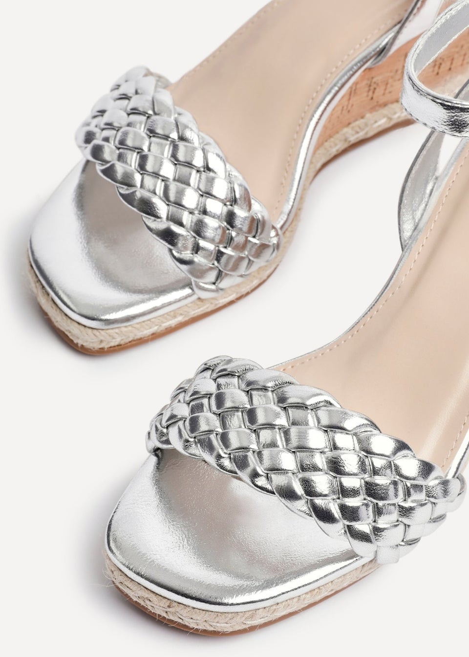 Linzi Regan Silver Faux Leather Plaited Wedge