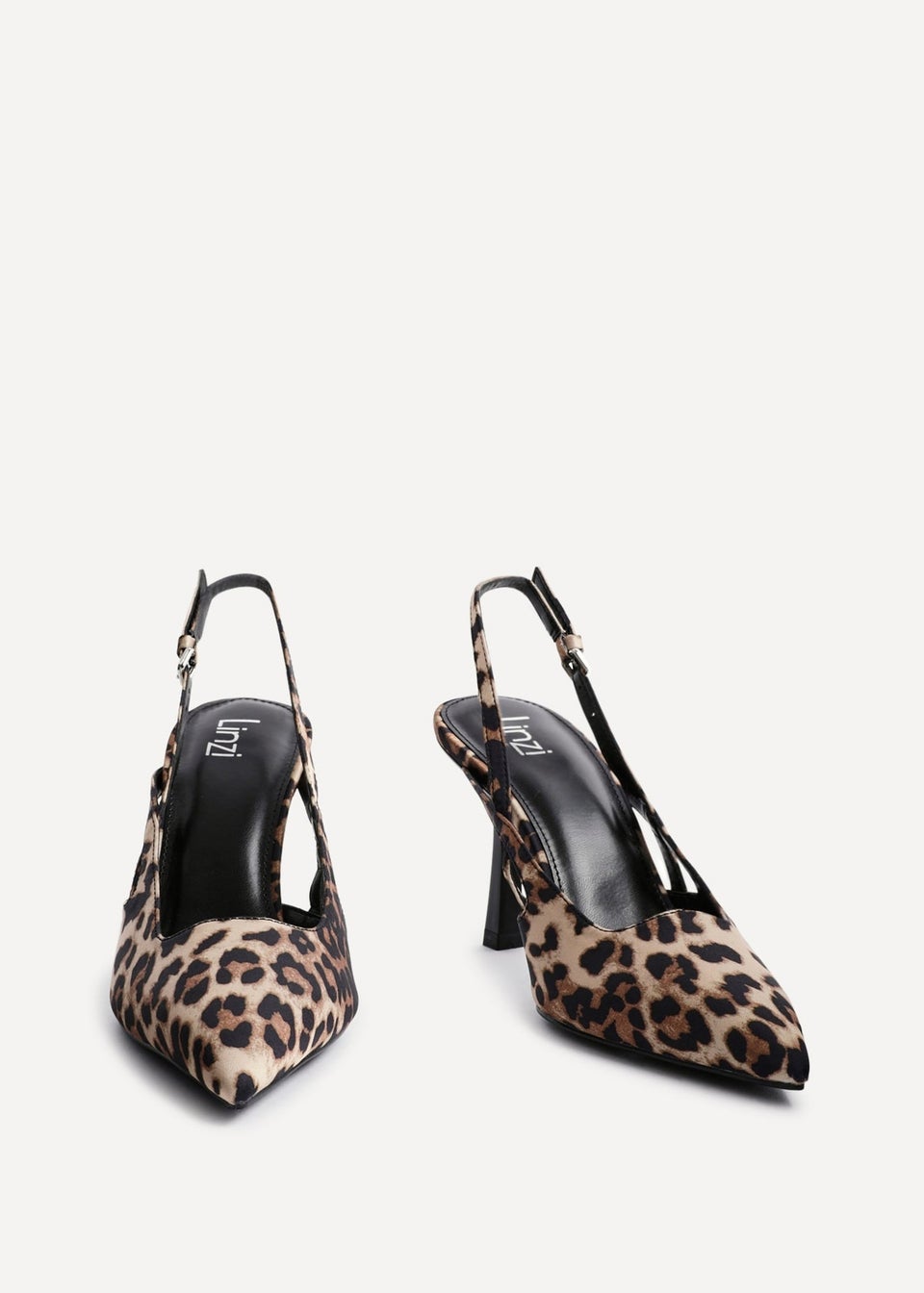 Linzi Rhea Leopard Print Sling Back Court Heels