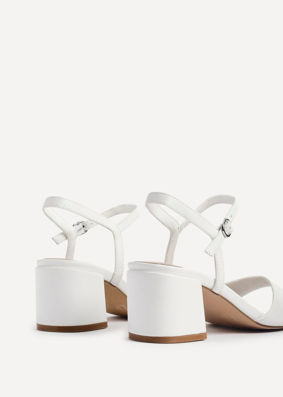Linzi Darlene White Faux Leather Low Block Heeled Sandals