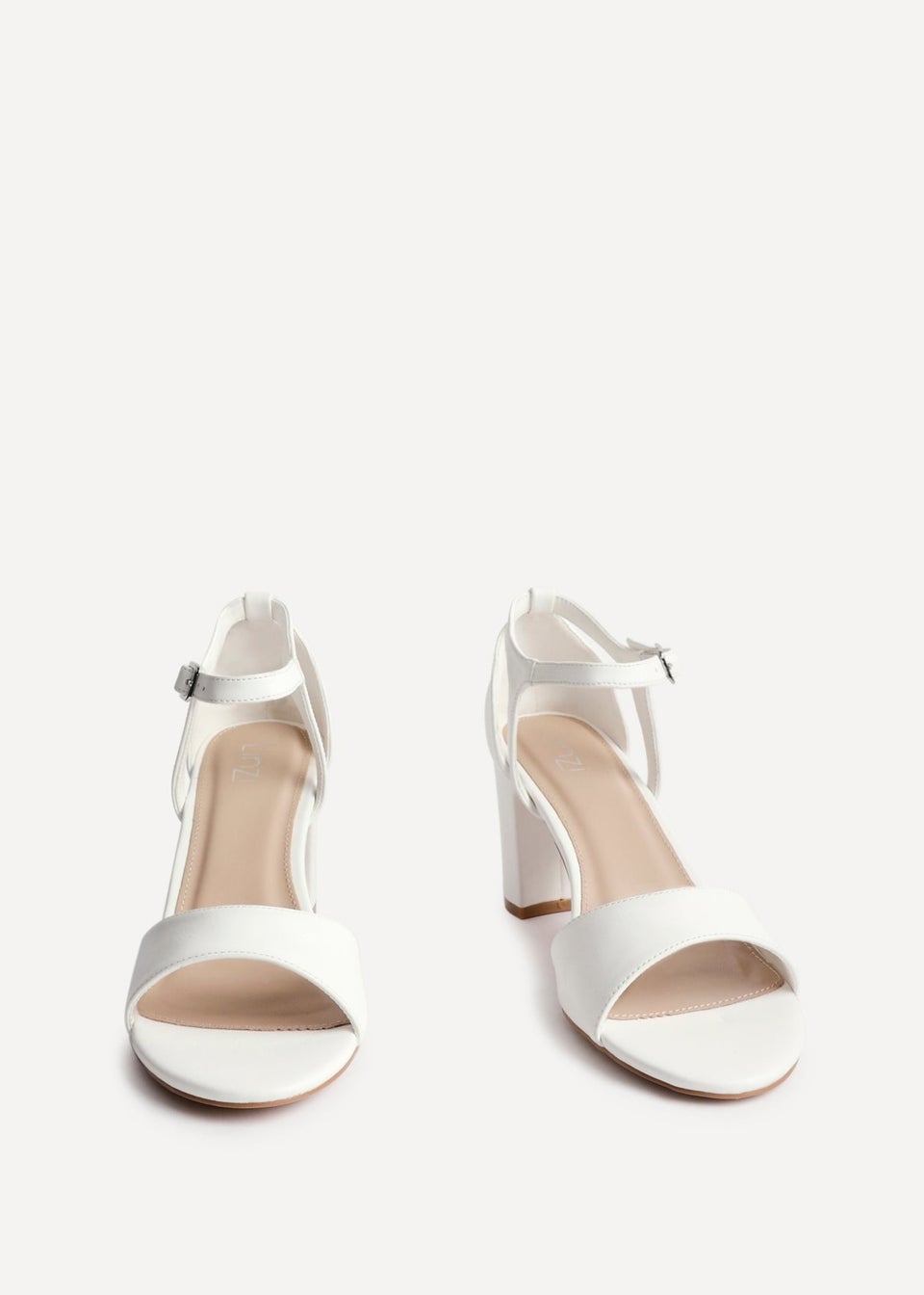 Linzi Abby White Faux Leather Closed Back Block Heel Sandal