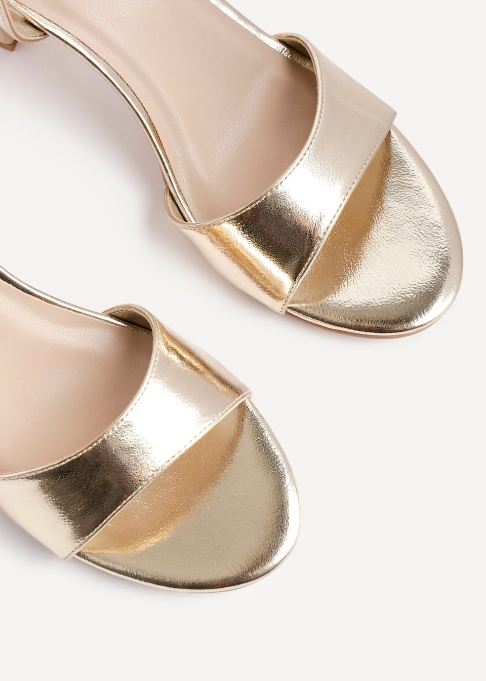 Linzi Abby Gold Faux Leather Closed Back Block Heel Sandal