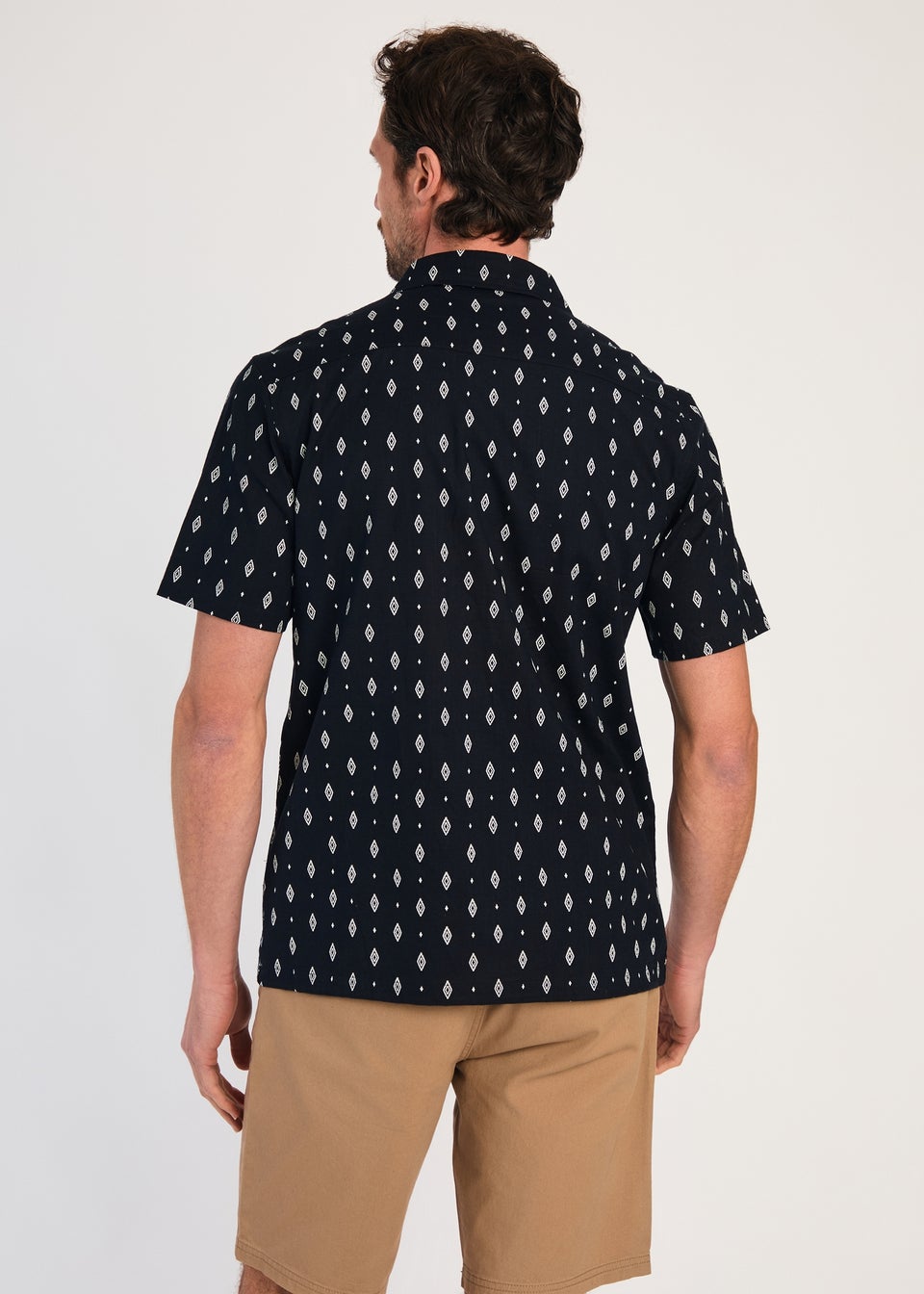 Kensington Eastside Navy Cotton Printed Short Sleeve Shirt