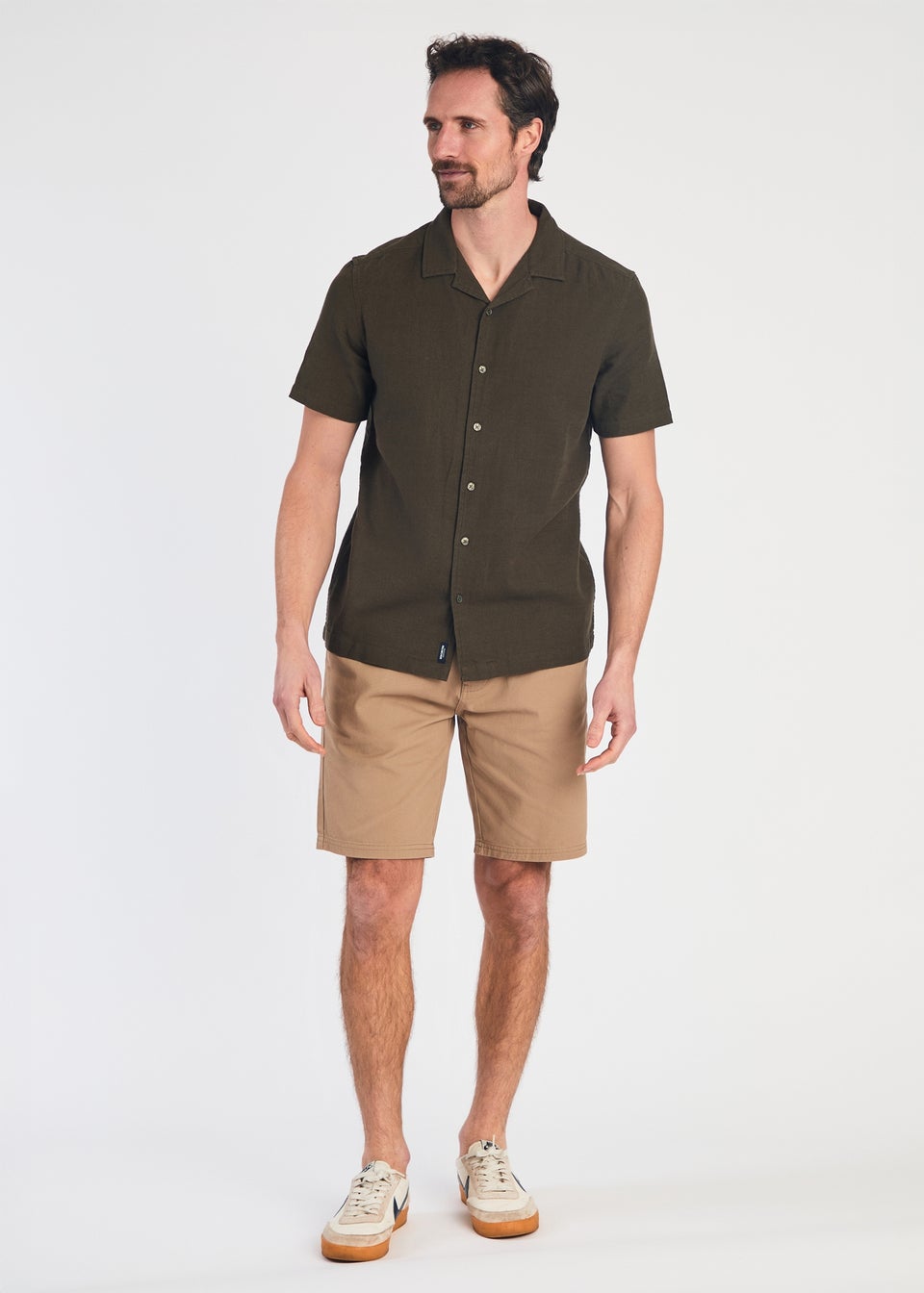 Kensington Eastside Khaki Cotton Textured Short Sleeve Shirt