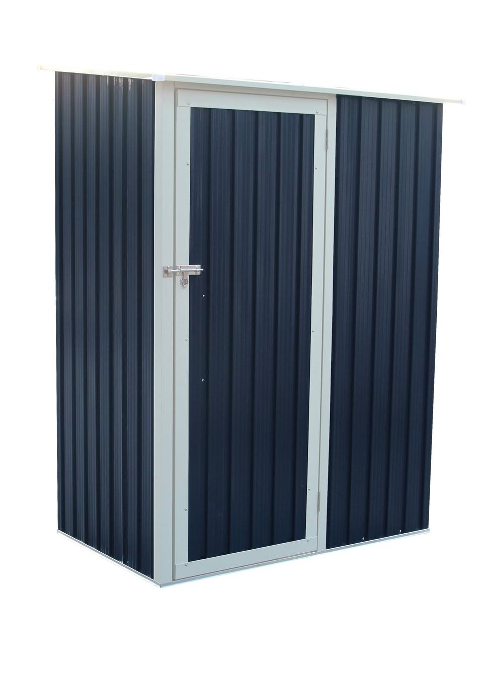 Charles Bentley Metal Storage Shed Grey Small Roof Door Apex (W4.7ft x D3ft)
