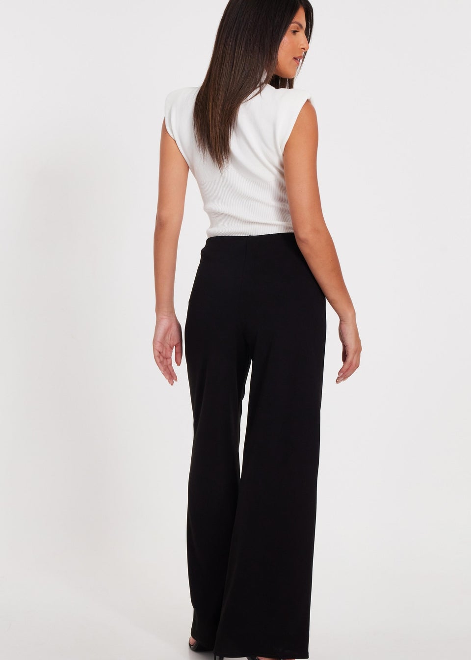 Quiz Black Buckle Palazzo Trousers