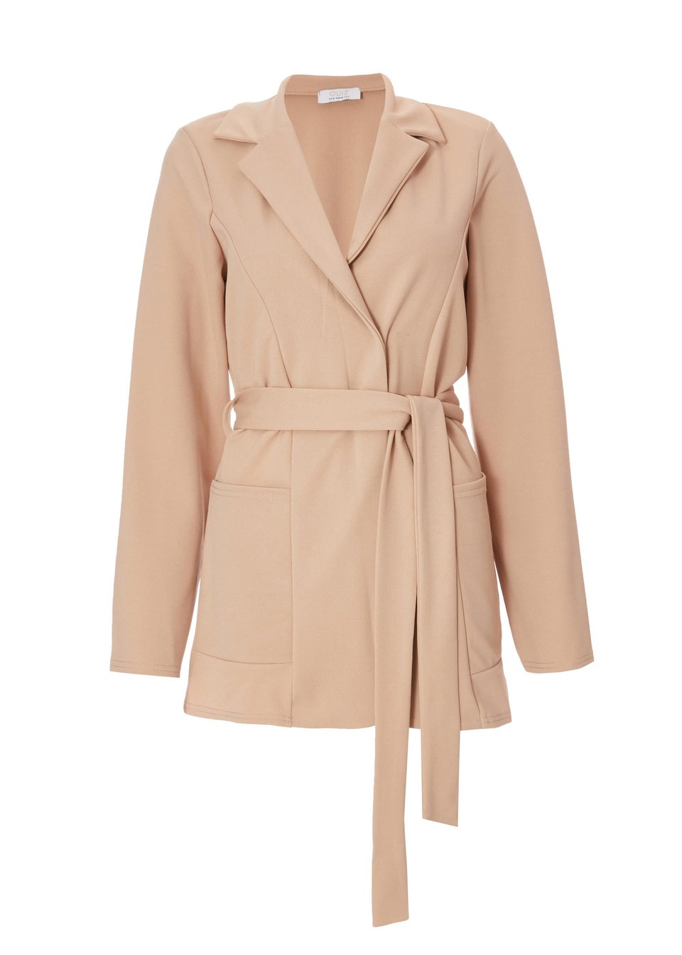 Quiz Stone Petite Tie Waist Blazer