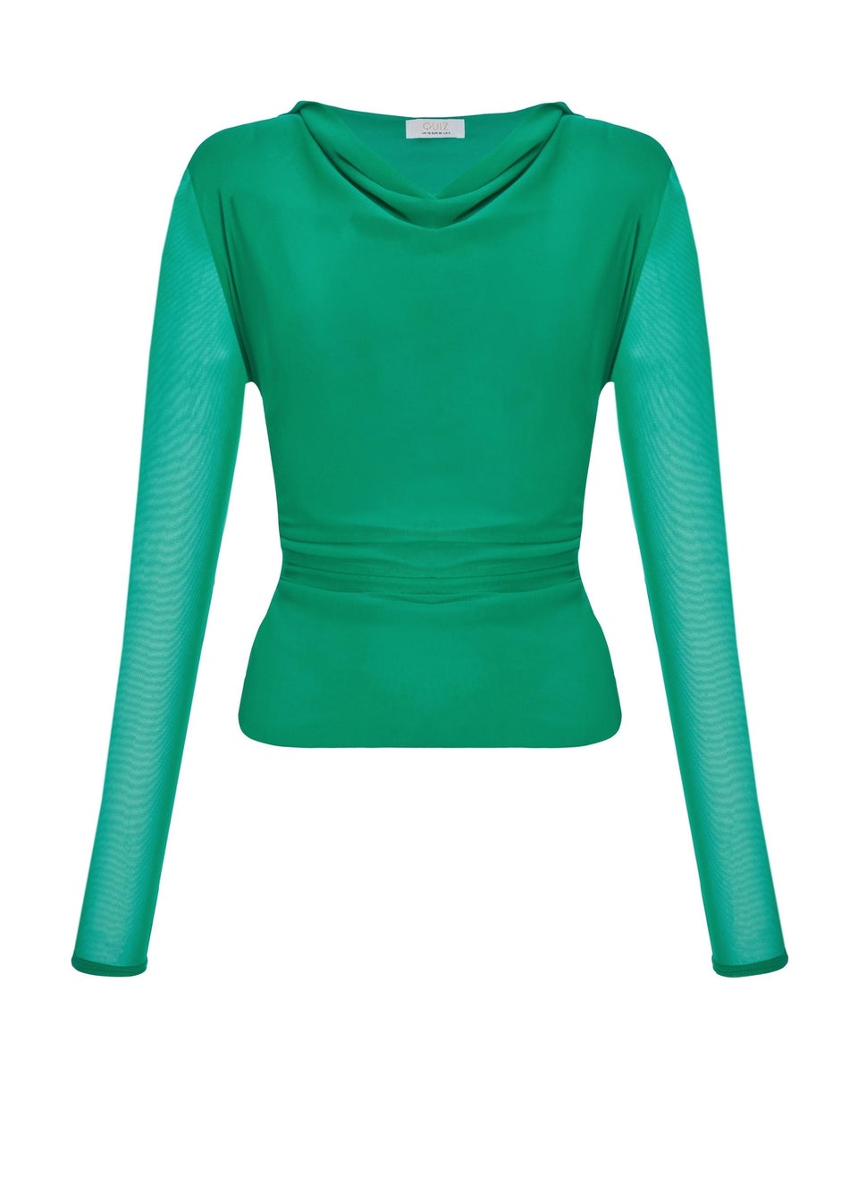 Quiz Green Mesh Long Sleeve Top