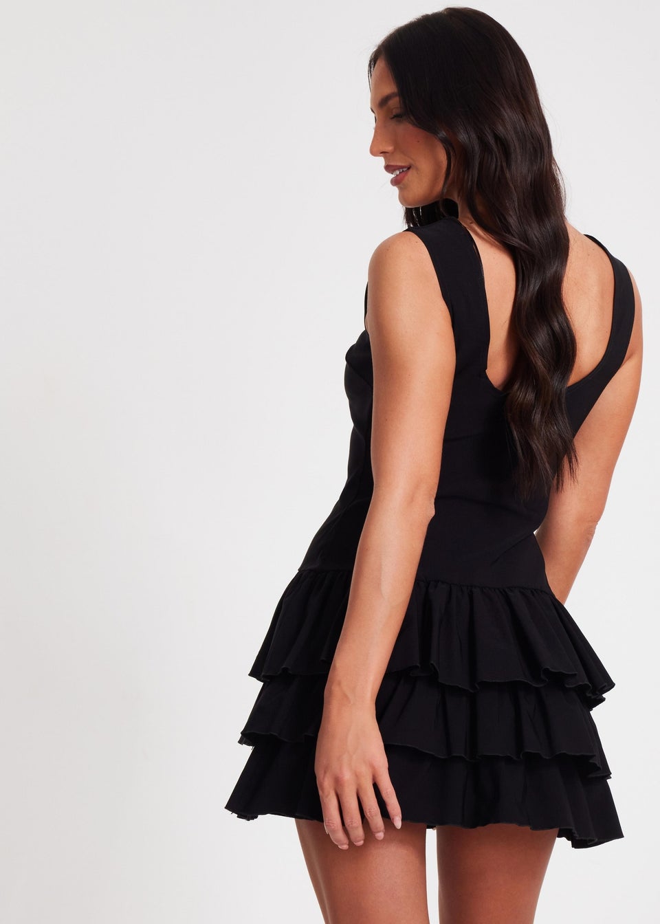 Quiz Black Ruffle Mini Dress