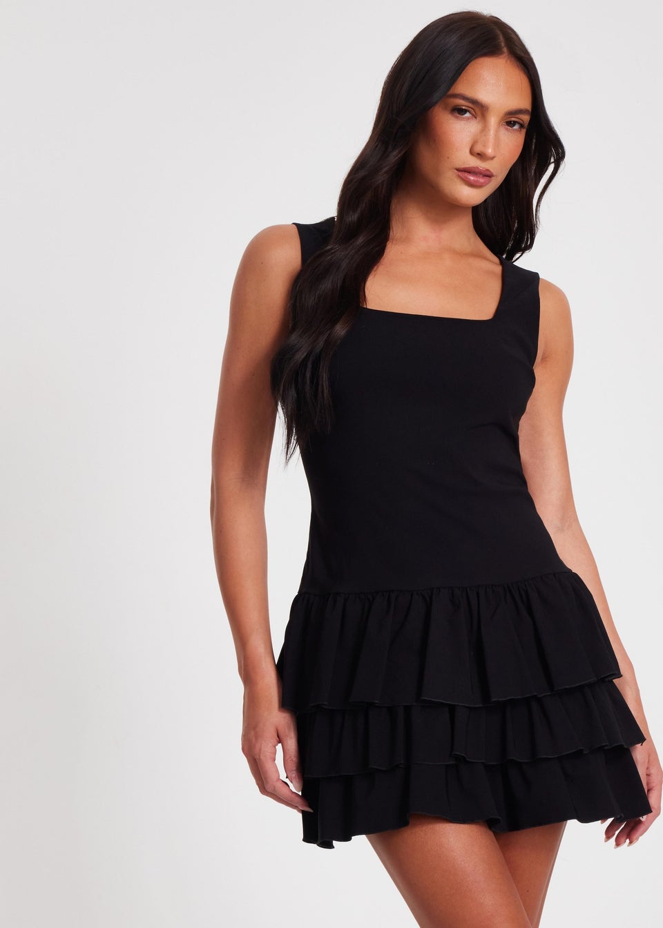 Quiz Black Ruffle Mini Dress