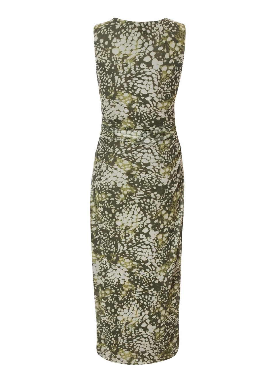Quiz Khaki Mesh Animal Print Midaxi Dress