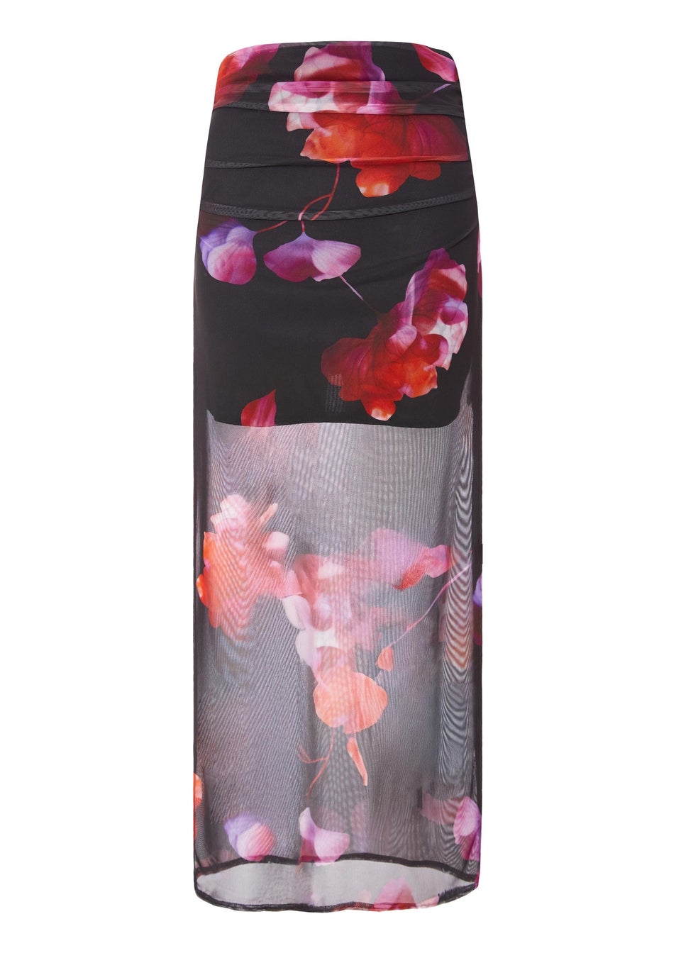 Quiz Black Floral Mesh Maxi Skirt