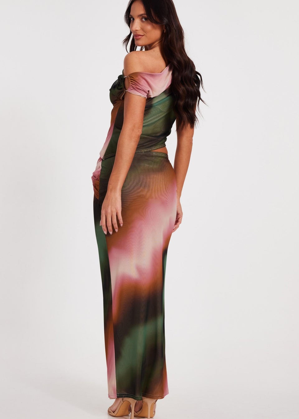 Quiz Green Mesh One Shoulder Crop Top
