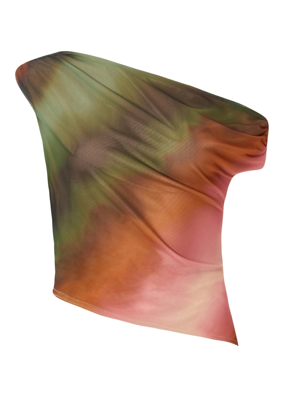 Quiz Green Mesh One Shoulder Crop Top