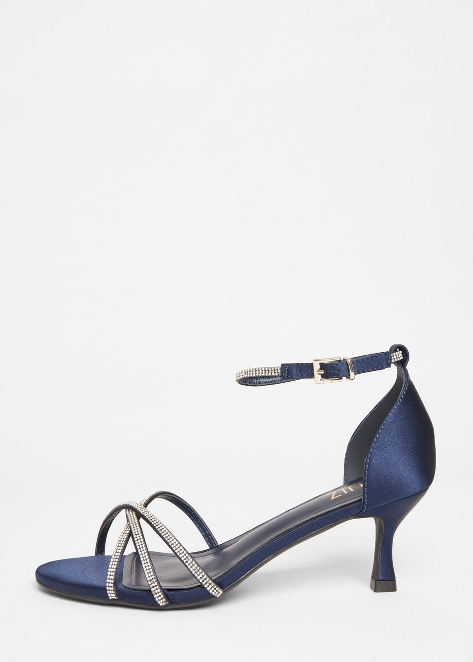 Quiz Navy Diamante Cross Strap Heels
